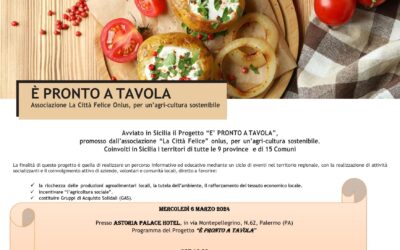 Organizzato a Palermo mercoledi 6 marzo 2024 evento di presentazione dei GAS e Show cooking per il Progetto “È PRONTO A TAVOLA” 